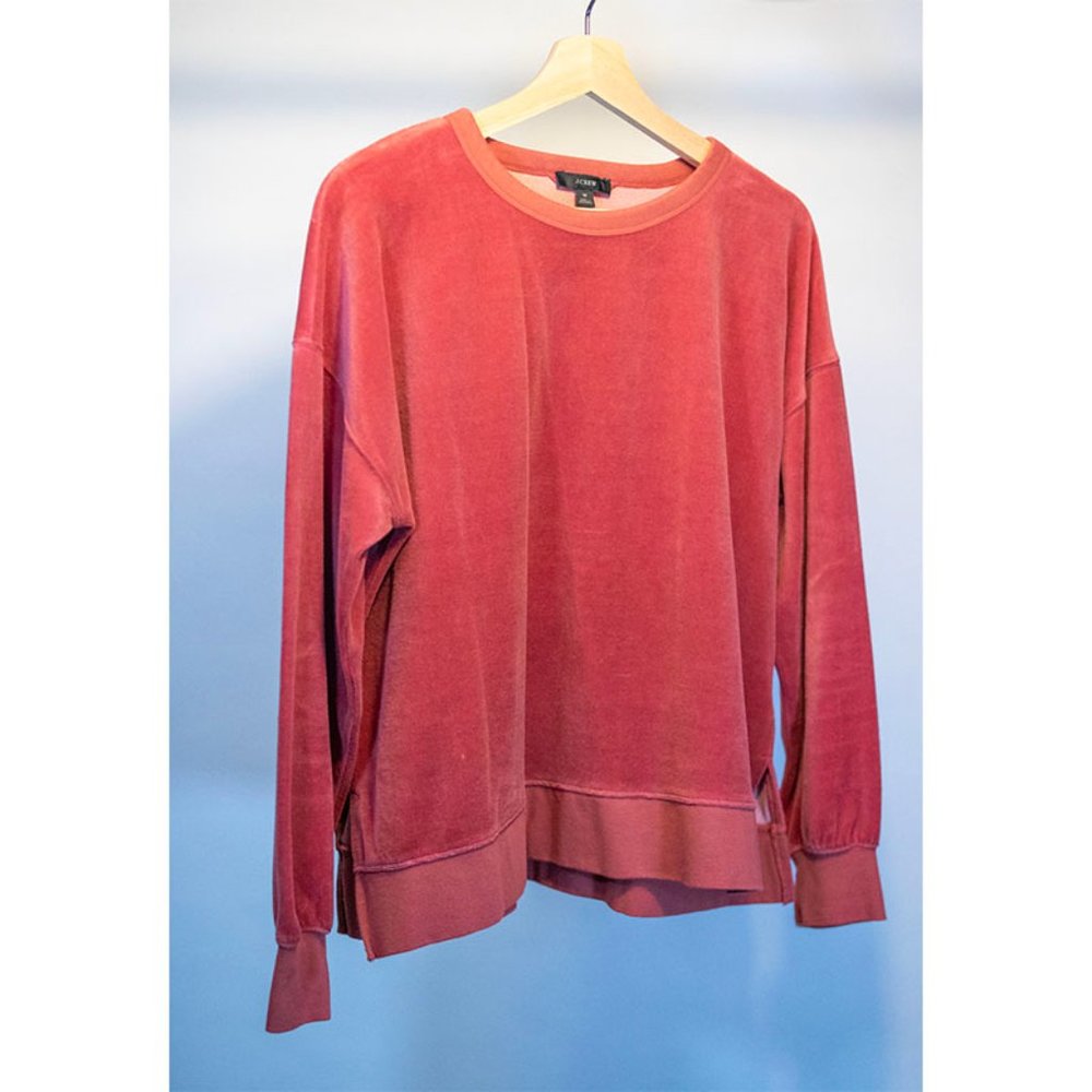 J. Crew Velour Crewneck Pink/Peach Sweatshirt (Medium)